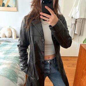 Vintage Rocco Barocco Black Leather Trench